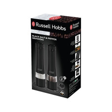 Набор электрических мельниц, Russell Hobbs, 28010-56, 2 предмета в наборе, Работа от батареек типа АА, Нержавеющая сталь, Регулировка помола, Подсветка рабочей зоны, Черный