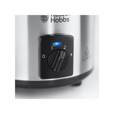 Медленноварка, Russell Hobbs, 25570-56, 3 температурных режима, Объем 2 л, Съемная керамическая чаша, Мощность 145 Вт, Стальной/Черный