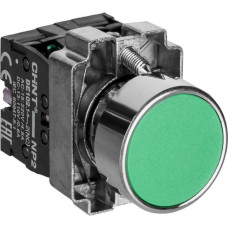 Кнопка управления, CHINT, NP2-BA35, без подсветки зеленая 1НЗ +1НО IP40 573763