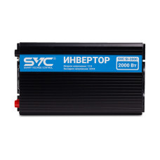 Инвертор, SVC, SI-2000, Мощность 2000ВА/2000Вт, Вход 12В/Выход 210-240В, 2 вых.: Shuko CEE7, USB-порт 2А, Экран, Защита от перегрева, перегрузки, короткого замыкания, Чёрный