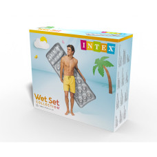 Пляжный матраc для плавания 18-Pocket Suntanner 188 х 71 см, INTEX, 58894EU, Винил, Двухкамерный, C надувной подушкой, Серебристый, Цветная коробка