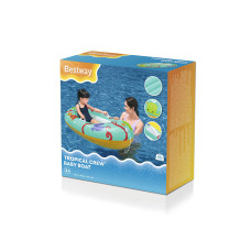 Надувная лодочка Tropical Crew 119 х 79 см, BESTWAY, 34009, Винил, 3-6 лет, С ручками и леером на носу, Надувное дно, Голубая, Цветная коробка