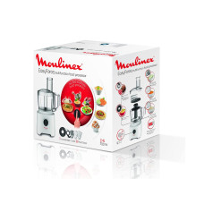 Кухонная машина, Moulinex, FP244110, Мощност 700 Вт, Общий объем чаш 2.4 л, Насадка для теста, Грубое измельчение, Терка, Белый