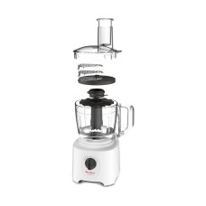 Кухонная машина, Moulinex, FP244110, Мощност 700 Вт, Общий объем чаш 2.4 л, Насадка для теста, Грубое измельчение, Терка, Белый