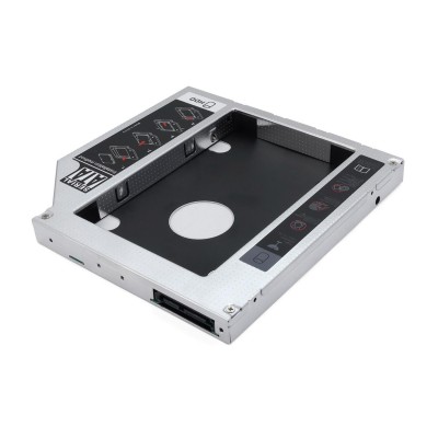 Переходник для установки SSD/HDD вместо DVD в ноутбук, Gembird MF-95-02 HDD case, 2.5" HDD (7/9.5/12.7mm) -> notebook bay, SATA I/II/III