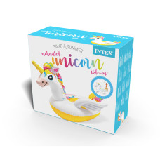 Надувная игрушка для катания верхом Единорог 198 х 140 см, INTEX, 57561NP, Винил, Двухкамерный, С ручками, Бело/розовый, Цветная коробка