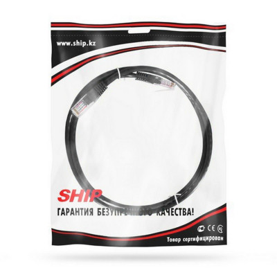 Патч Корд, SHIP, S3025BK0100-P, Cat.5e, UTP, LSZH, RJ-45, 1 м, Чёрный, Пол. пакет
