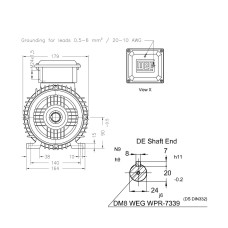 Асинхронный электродвигатель, WEG, 16803817, AM W20 -90L, 2.2 kW, 2 Пол, B3T, 220-240/380-415//440-460 В, 50 Гц, IE1, IP55, std.