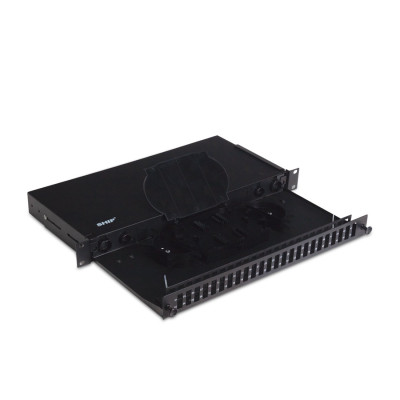 Оптический кросс, SHIP, F-M2, 19" (1U), 24 Порта SC Duplex, Без адаптеров, Чёрный