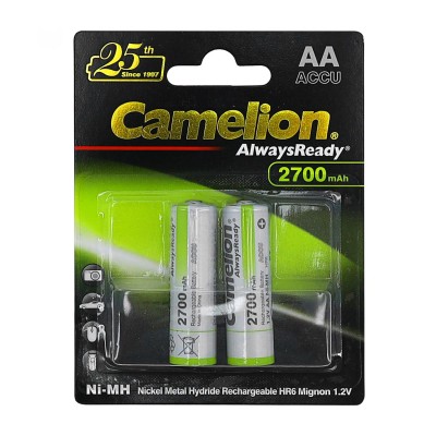 Аккумуляторы Camelion AA AlwaysReady NiMH, 2700mAh/1.2V, комплект - 2 штуки