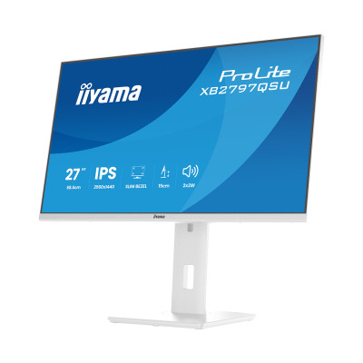 Монитор, iiyama, ProLite XB2797QSU-W1, 27", 2560x1440, IPS, 75Гц, 16:9, 350 кд/м, 1000:1, 1 мс, 178/178, HDMI*2, DP*1, USB A*2, USB C*2 , VESA 100*100 мм, белый