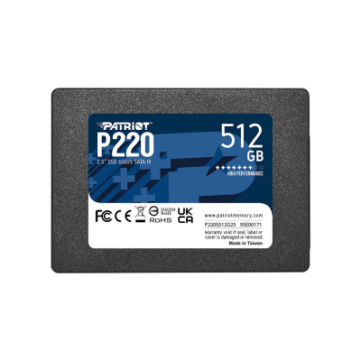 Твердотельный накопитель SSD, Patriot, P220 P220S512G25, 512GB, SATA III, 550/500 Мб/с