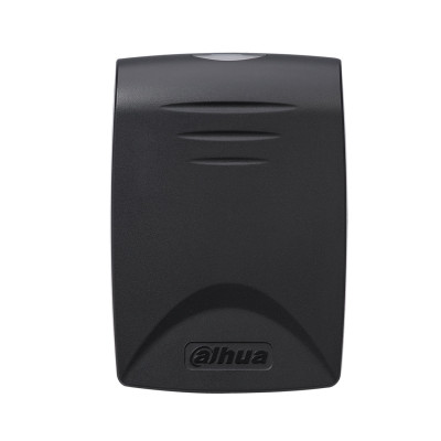 RFID считыватель, Dahua, DHI-ASR1100B, адаптирован к работе на улице в любое время года: защита корпуса от пыли и влаги соответствует стандарту IP67, рабочие температуры - -30 °C… +60 °C. Формат считываемых карт - Mifare. Дальность считывания - 6 ~ 8 см, 