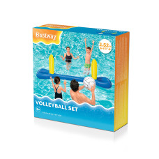 Надувной игровой центр Volleyball Set 244 х 64 см, BESTWAY, 52133, Винил, 3+, Надувной каркас, Нейлоновая сетка, Мяч для игры 41см, Сине-жёлтый, Цветная коробка