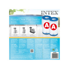 Картриджи для ф-насоса Krystal Clear тип A (III), INTEX, 29002, 10.6 х 20.3 см, 2 шт в наборе, Сменные, Сине-Белый, В пленке