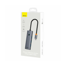 Концентратор, Baseus, UltraJoy Series 4-Port (B0005280B811-08), USB-C to USB 3.0*4+USB-C 5V, Серый