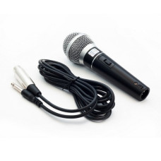 Микрофон, Sound Wave, FM-128, Проводной, Переключатель Вкл./Выкл., Jack 6,3 мм, Чёрно-Серебристый Микрофон, Sound Wave, FM-128, Проводной, Переключатель Вкл./Выкл., Jack 6,3 мм, Чёрно-Серебристый
