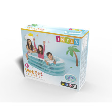 Детский надувной бассейн My Sea Friends 163 х 107 х 46 см, INTEX, 57482NP, Винил, 230л., 3+, Трёхкамерный, Бело-голубой, Цветная коробка