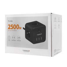 Сетевой фильтр + зарядка Tessan TS-301, 1.5m, Черный 