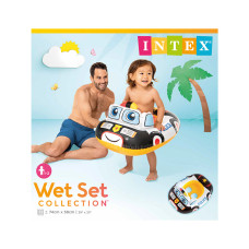 Надувная лодочка Kiddie Floats 79 x 58 см, INTEX, 59586NP, Винил, 1-2 года, С отверстиями для ног, Кран/Автобус/Полицейская машина в ассортименте, Пакет