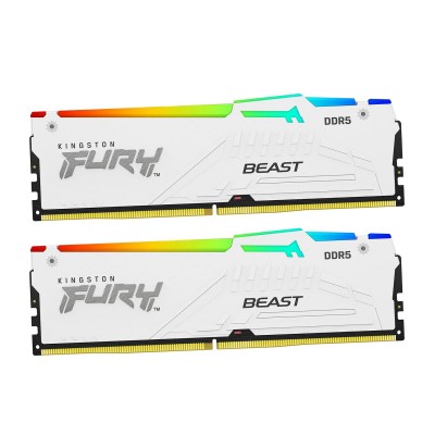 Оперативная память Kingston Fury Beast RGB (AMD), KF552C36BWEAK2-32, DDR5, 32 GB, white DIMM kit <5200MHz> (2x16GB),CL36,