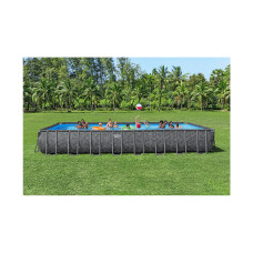Каркасный бассейн APX 365 956 x 488 x 132 см, BESTWAY, 561KJ, Винил, 52231 л., Стальной каркас, Песочный ф-насос 58499 (8327л/ч) с полисферами, Лестница 58332, Тент, Темно-Серый, Цветные коробки на паллете
