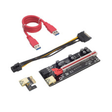 Плата расширения, X-Game, R-010s-009с plus, два 6-контактных и 4-контактный разъем, USB-кабель (60 см) красный, Вес 100 г/шт., Напряжение 3 В, 8 конденсаторов, Позолоченный USB, Прорезь для металлического щита, Лампы для скачек, Сумка на молнии из ПВХ