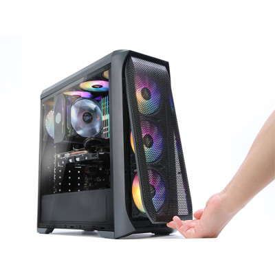 Компьютерный корпус, Zalman, N5 MF, ATX, Mid Tower, ATX / mATX / Mini-ITX, USB 3.0*1/2.0*2, Audio/Mic, Кулер 4*12см RGB LED, Высота процессорного куллера до 158 мм, Длина VGA до 365 мм, Количество отсеков 2*3.5"/4*2.5" , 437*200*450 мм, Без Б/П,