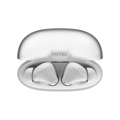 Беспроводные наушники, TECNO, Buds 4, BD04, 20 Гц - 20000 Гц, вес 39,9 г, 50 мАч (один наушник), 500 мАч (кейс), Bluetooth 5.3, Type-C, (White) Белый