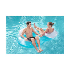 Пляжный двухместный круг для отдыха на воде Double Deluxe 188 х 117 см, BESTWAY, 43009, Винил, Трёхкамерный, С ручками и удобными подушками, Максимальная нагрузка 180 кг., Голубой, Цветная коробка