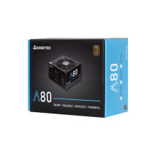 Блок питания, Chieftec, A-80 CTG-550C, 550W, ATX, APFC, Semi Modular, 20+4pin, 4+4pin, 6*Sata, 4*Molex, 2*PCIe 6+2-pin, Вентилятор 12см, Черный