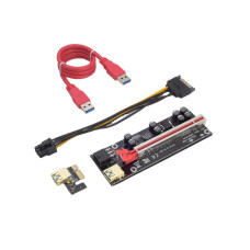 Плата расширения, X-Game, R-010s Lan, два 6-контактных и 4-контактный разъем, USB-кабель (60 см) красный, Вес 100 г/шт., Напряжение 3 В, 8 конденсаторов, Позолоченный USB, Прорезь для металлического щита, Лампы для скачек, Сумка на молнии из ПВХ
