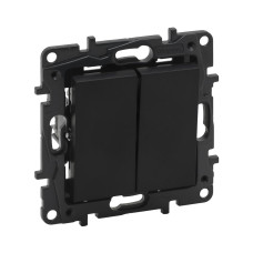 Выключатель двухклавишный, Legrand Niloe Step, 863505B, 10А авт.кл. Чёрный